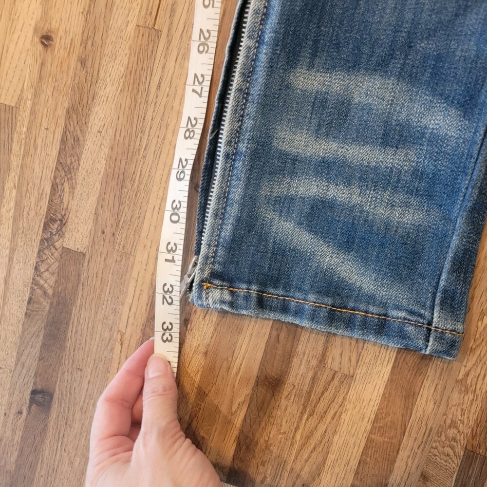 Men's Forever 21 Stacked Skinny Zip Leg Closure Blue Jeans - Picture 6 of 14